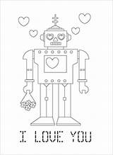 Coloring Robot Pages Valentine Printables Printable Valentines Mr Mrprintables Hop Over Color Children Sheet sketch template