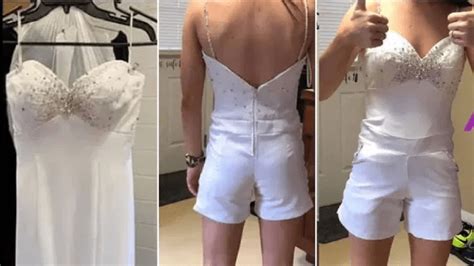 bride turns dress into wedding playsuit that gives her a wedgie