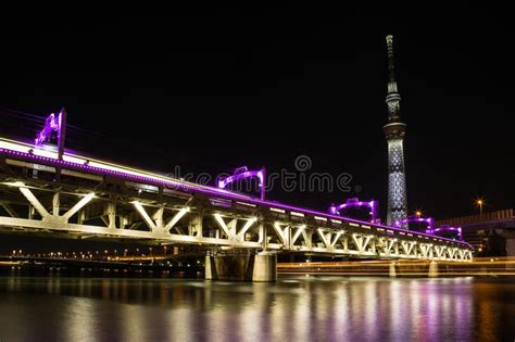 bright lights at night over a bridge stock image image of follow down 45886655