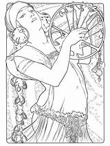 Mucha Coloring Alphonse Salome Pages Printable Nouveau Book Di Categories Styles Drawing Rights sketch template