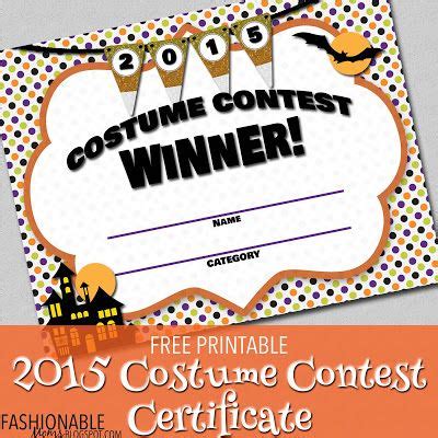 printable costume contest certificate fallhalloween