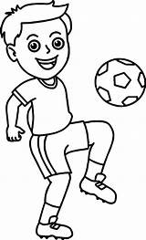 Coloring Soccer Boy Player Pages Football Playing Kids Sports Ball Colouring Boys Color Printable Knee Sheets Choose Board Bouncing His sketch template