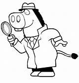 Glass Magnifying Coloring Donkey Cartoon Detective Using Drawing Netart Getdrawings sketch template