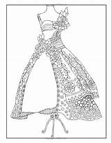 Coloring Beautiful Dresses Book Adult Fashion Pages Dress Books Adults Amazon Mermaid Drawings sketch template