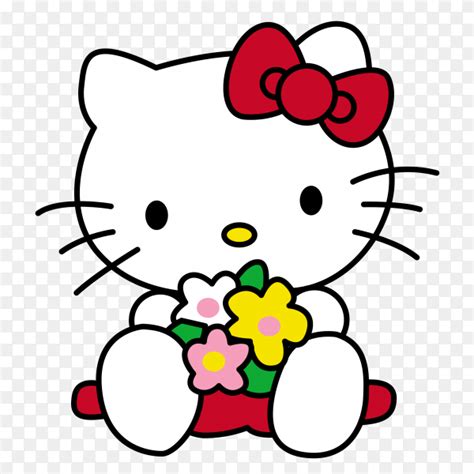 kitty cartoon  flowers  transparent background png