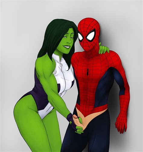 Rule 34 Avengers Boner Clothed Colored Green Hair Green Skin Hand On