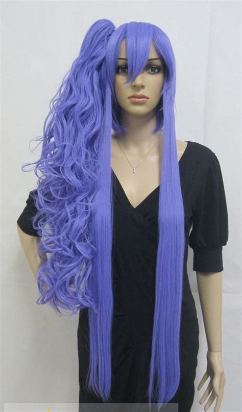 New Style Capless Long Synthetic Hair Blue Wavy Curly Cheap Cosplay Wigs