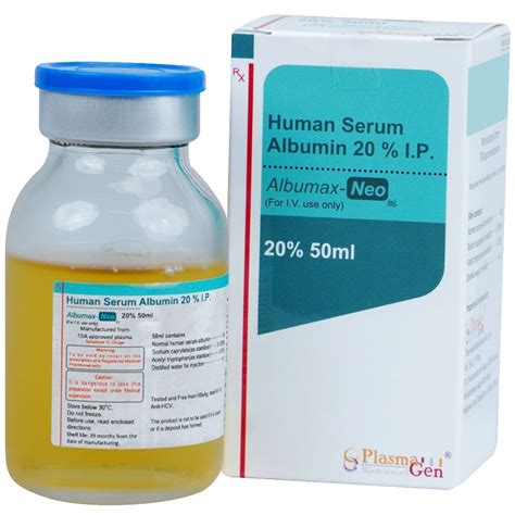 albumax neo 50 ml human albumin 20 injection ip prescription below