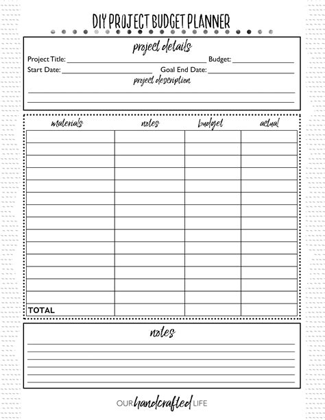 diy project planner  printable project planner  handcrafted life