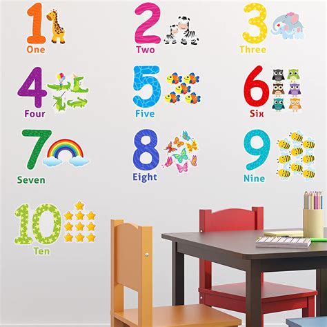 buy number wall decals children number stickers alphabet abc wall decals peel  stick animal