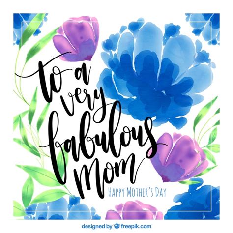 mother s day card with purple and blue flowers vector free download