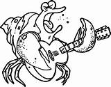 Guitar Playing Coloring Crab Wecoloringpage sketch template