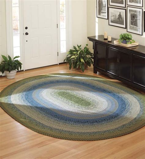 oval cotton blend braided rug    bluegreen plowhearth