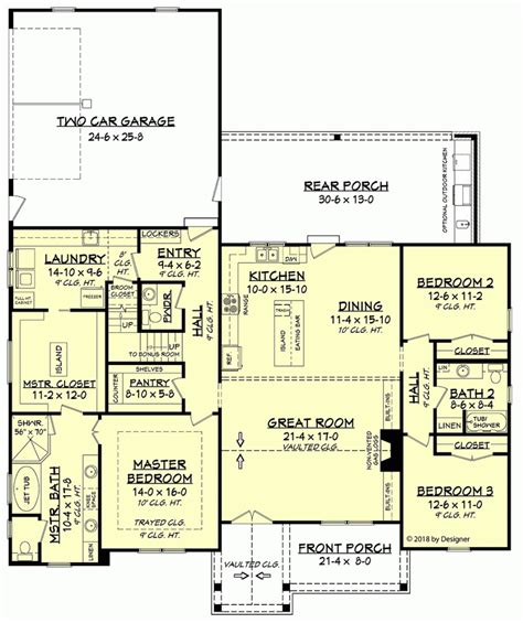 ranch style house plan  bonus room