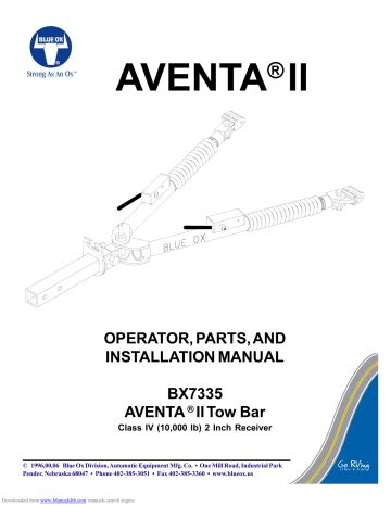 blue ox aventa ii operator  installation manual manualzz