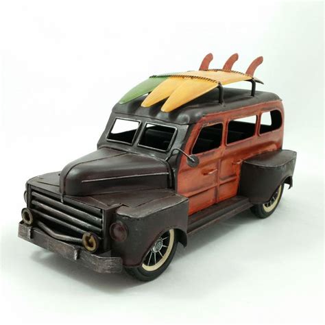 Woody Surf Wagon W Surf Boards All Metal 12in Long Model