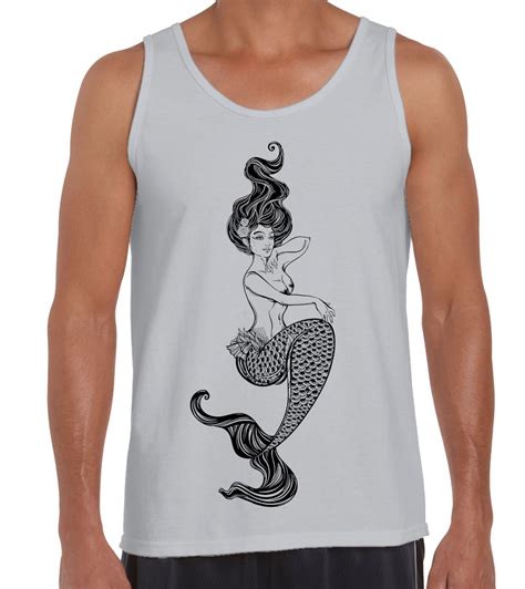 Sexy Mermaid Tattoo Hipster Large Print Mens Vest Tank Top Mermaids