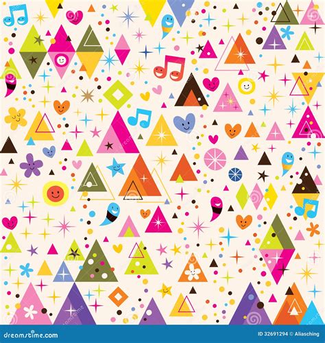 fun triangles funky cartoon retro pattern stock vector illustration