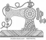 Sewing Machine Vintage Coloring Da Mandala Pages Drawing Decorative Ornaments Flowers Antique Shutterstock Zentangle Salvato Visit Colorare sketch template