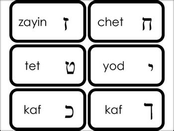 printable hebrew alphabet flashcards letter symbols  names