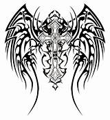 Tattoo Tribal Designs Cross Wings Tattoos Angel Drawing Evil Coloring Draw Stencil Celtic Wing Cool Pages Women Unknown Pm Posted sketch template