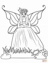 Coloring Fairy Pages Dress Gown Ball Drawing sketch template