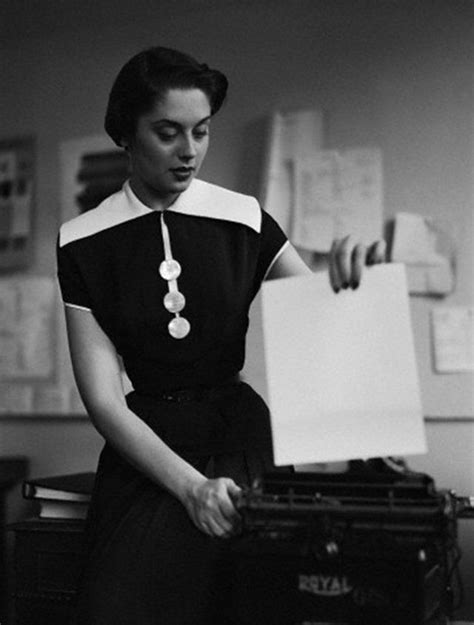 woman modeling office dress 1950 vintage office