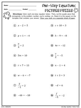 step equations picture puzzle  chilimath tpt