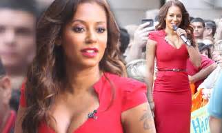 mel b ramps up the sex appeal in a scarlet dress as she co presents the