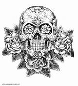 Coloring Skull Pages Adults Detailed Printable Skulls Adult Print Flowers Look Other sketch template