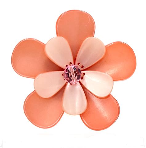 large peach pink resin flower pin