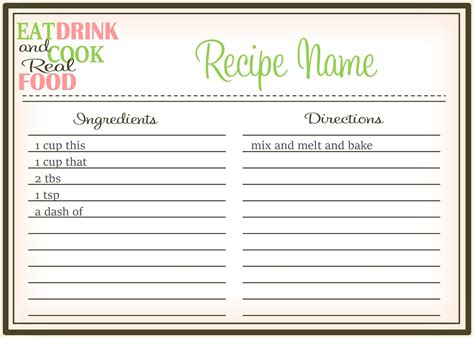 recipe book template  printable printable templates