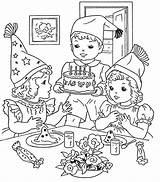 Birthday Party Coloring Pages Cooking Cake Drawing Color Netart Getdrawings sketch template