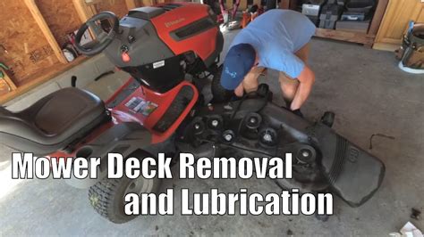 riding lawn mower deck removal cleaning  lubricationmodel husqvarna ythv youtube