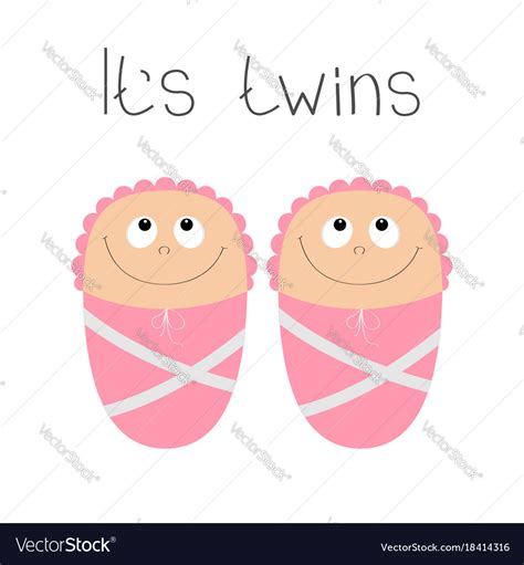 baby shower card  twins girl cute cartoon vector image