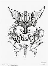 Bon Jovi Logo Coloring Pages Tattoo Jon Band Heart Rock Dagger Logos Posters Music Gothic Book Wallpapers Tattoos Heavy Metal sketch template