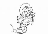 Coloring Pages Smurfette Girls Cartoon Smurf sketch template
