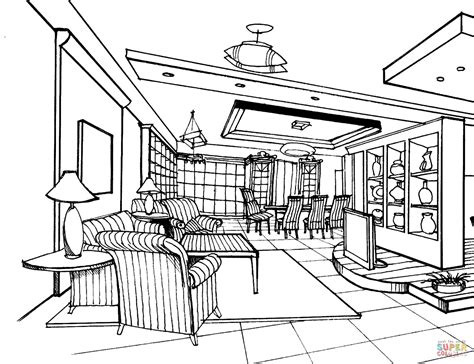 living room coloring pages sketch coloring page