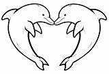 Heart Dolphins Two Coloring Forming Kids Pages Animals Color Print sketch template