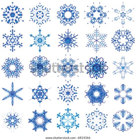 vector set blue snowflakes  white stock vector royalty