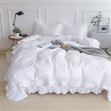 white bedding set elegant handmade ruffle duvet cover set princess