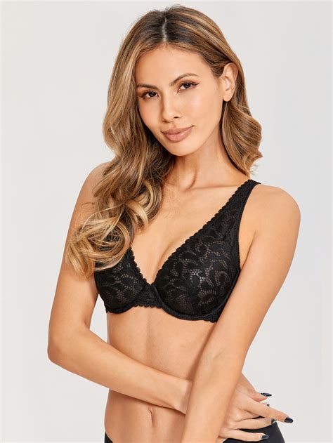 women s plunge bra underwire plus size unlined lace sexy bralette ebay
