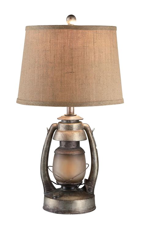oil lantern table lamp wnight light ht antique lantern finish      hardback