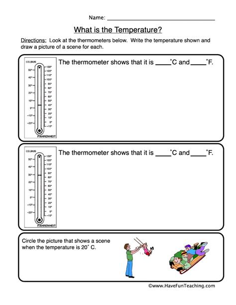 reading  thermometer worksheet