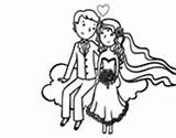 Colorare Sposi Disegni Dibuixos Nozze Nuvola Nuvem Newlyweds Sposa Acolore Noivinhos Núvol Colorir Casaments Bia sketch template