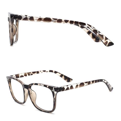 Tijn Blue Light Blocking Glasses Square Nerd Eyeglasses 01 Leopard
