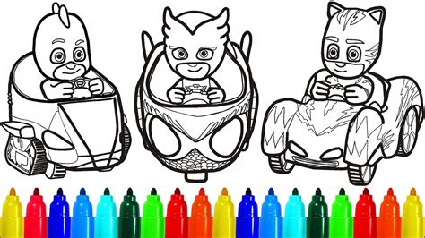 pj masks  cars coloring page colouring pages  kids coloring home