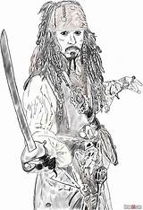 Sparrow Depp Pearl Caribbean Coloriage Coloriages Templates Theme Dragoart sketch template