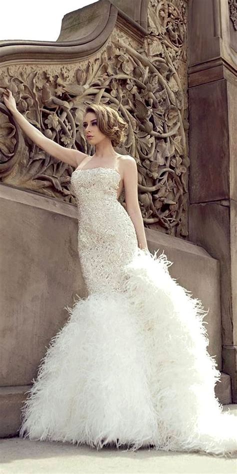 pin  cicely sweed  dream wedding wedding dress  feathers fluffy wedding dress