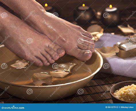 foot spa treatment stock photo image  massage nature